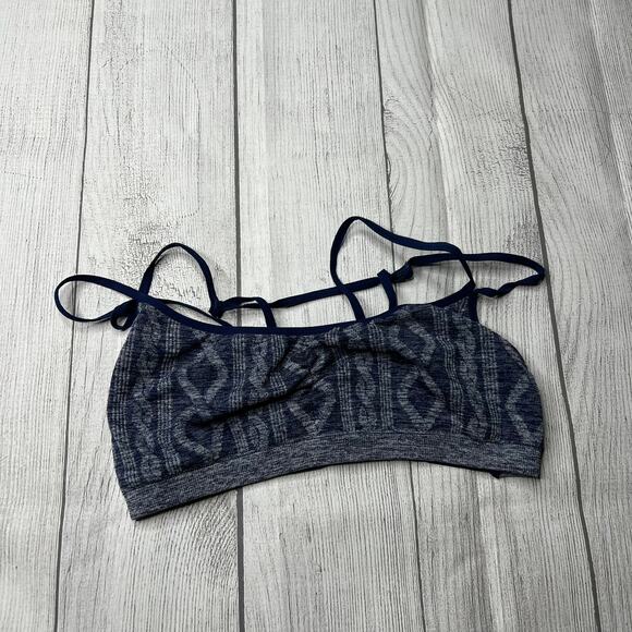 Victoria's Secret Blue Bralette Printed Backless Stretch Sporty Bra Size Small - Picture 2 of 7